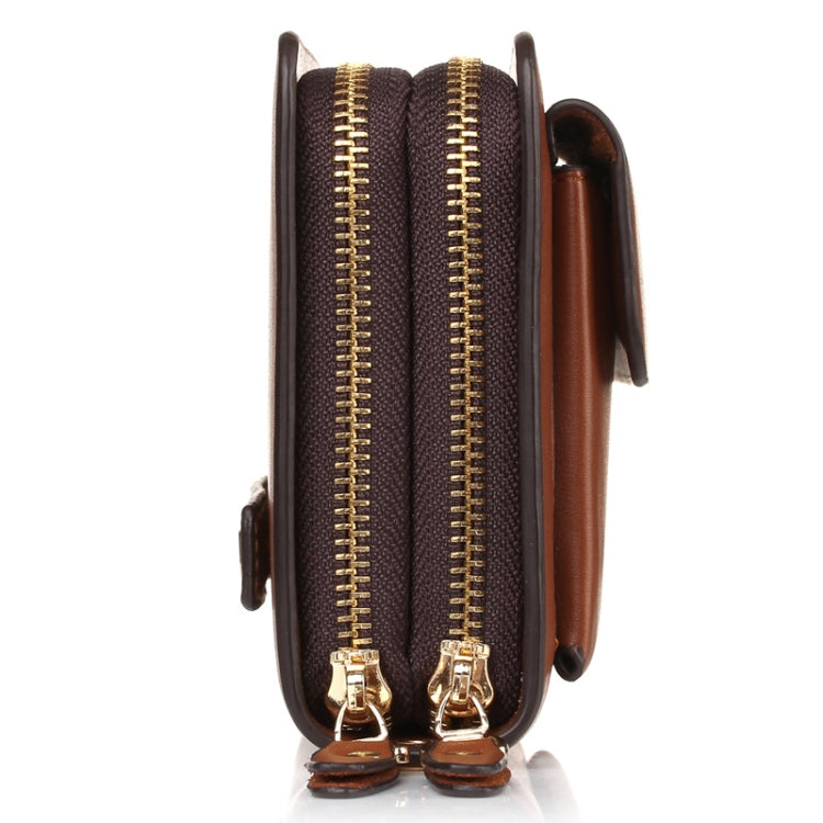 LEINASEN A82 Handbag Men Business Clips Long Big Capacity Casual Multi-Card Zipper(Brown)