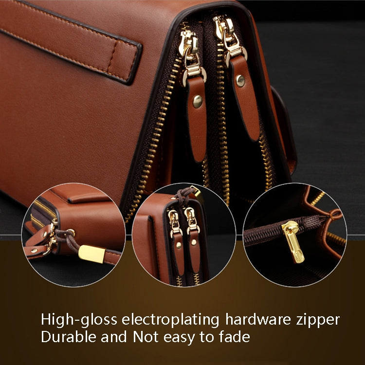 LEINASEN A82 Handbag Men Business Clips Long Big Capacity Casual Multi-Card Zipper(Black)