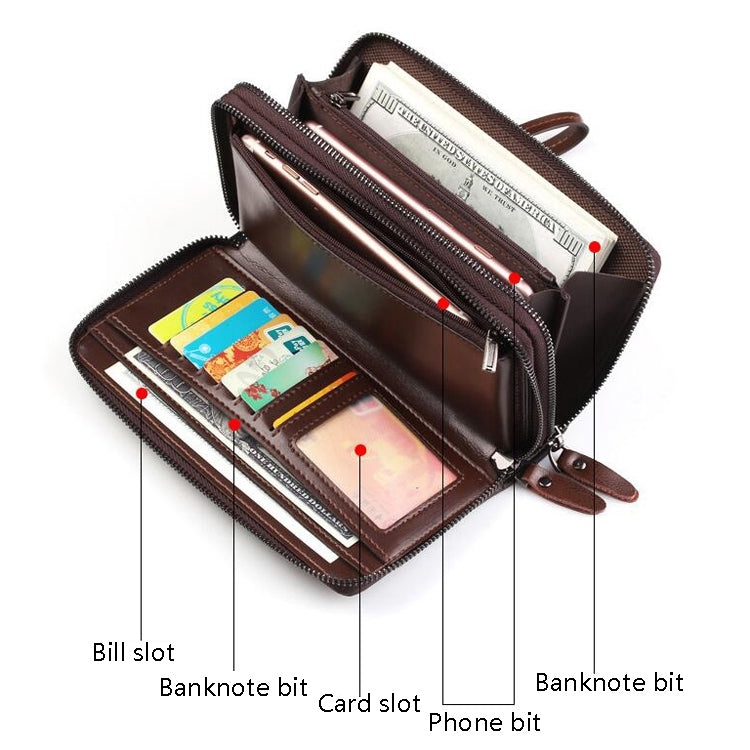 WEIXIER W88  Handbags Men Pu Hand Tested Handbags Multi-Function Wallet(Brown)