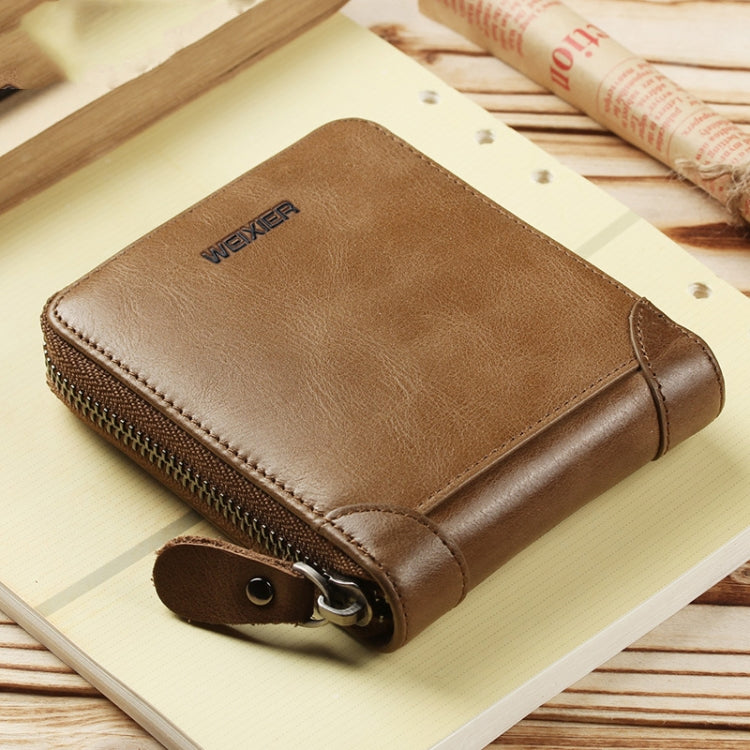 WEIXIER W98 Men Hand Take Short Wallet Zipper Bag(Khaki)