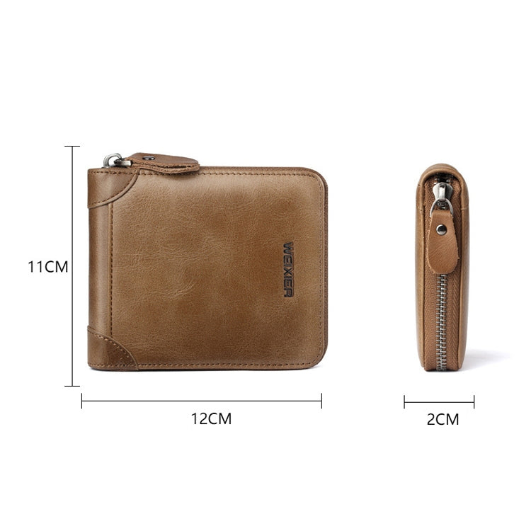 WEIXIER W98 Men Hand Take Short Wallet Zipper Bag(Khaki)
