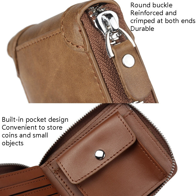 WEIXIER W98 Men Hand Take Short Wallet Zipper Bag(Khaki)