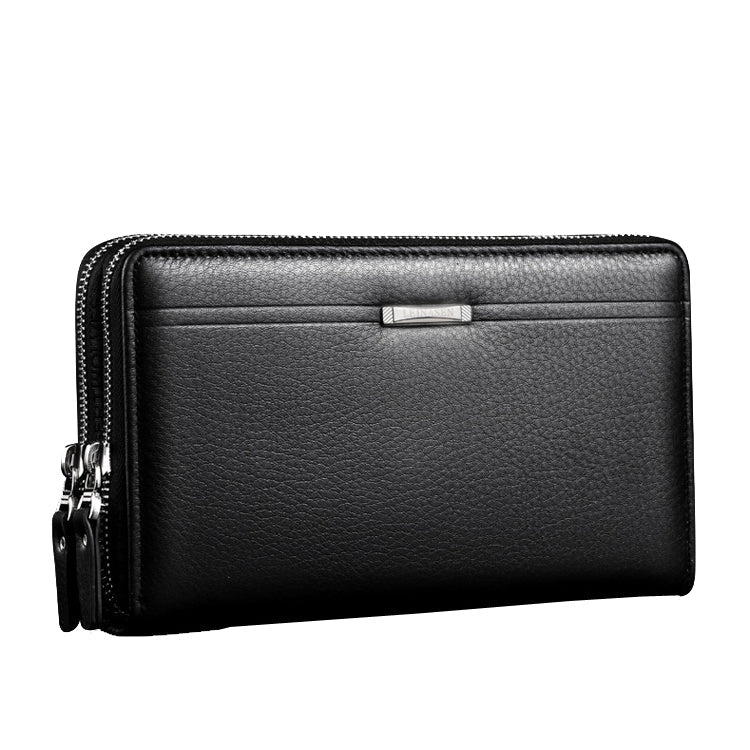 LEINASEN A80 Multi-Card Men Hand Bag Double Zip Big Capacity Wallet(Black)