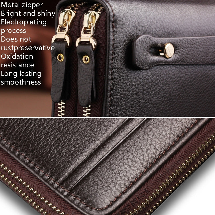 LEINASEN A80 Multi-Card Men Hand Bag Double Zip Big Capacity Wallet(Black)