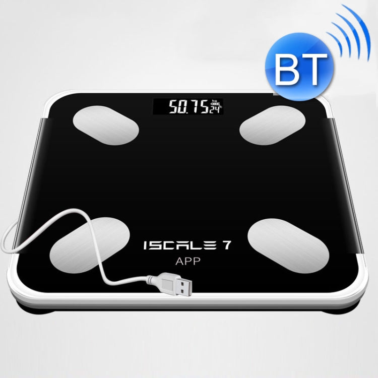 ISCRLE7 Smart Weight Scale Bluetooth Body Fat Measuring Instrument Light Energy Charging(Bright Black)