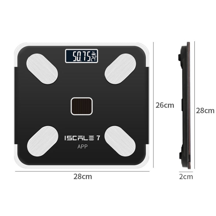 ISCRLE7 Smart Weight Scale Bluetooth Body Fat Measuring Instrument Light Energy Charging(Bright Black)