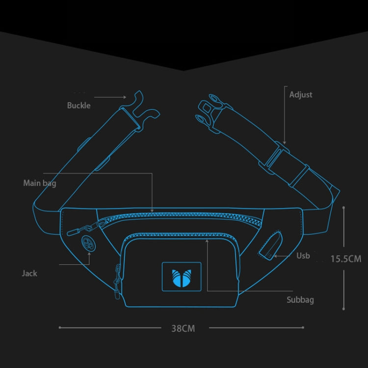 YIPINU YPU-DS Fashion Chest Bag Messenger Bag Waist Bag Waterproof Sports Mobile Phone Bag with External USB Port(Black)