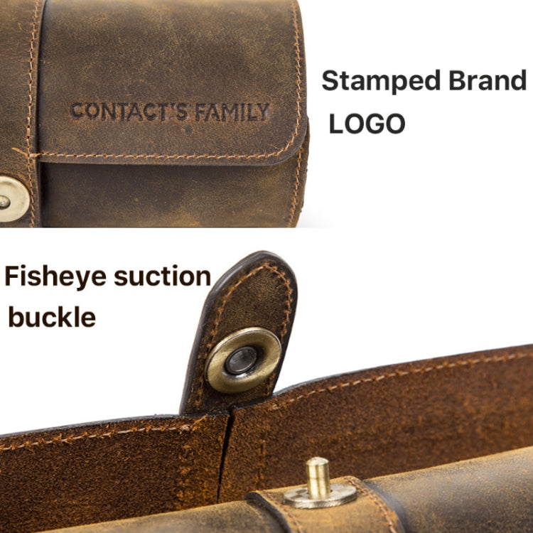 Contacts Family CF1117A 3 Watch Positions Leather Watch Box Round Buckle Outdoor Travel Watch Storage Box(Black)