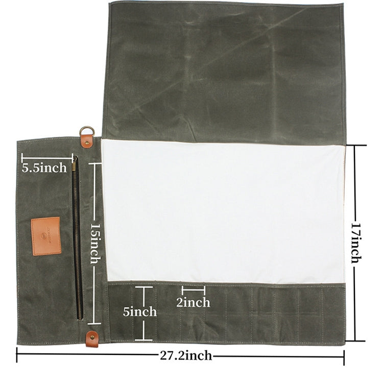 WESSLECO Canvas Roll Chef Knife Storage Bag(Army Green)