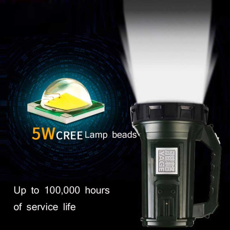YAGE 5701 10W LED Strong Light Long-Range Searchlight Outdoor Lighting Rechargeable Flashlight, CN Plug(Ink Green)