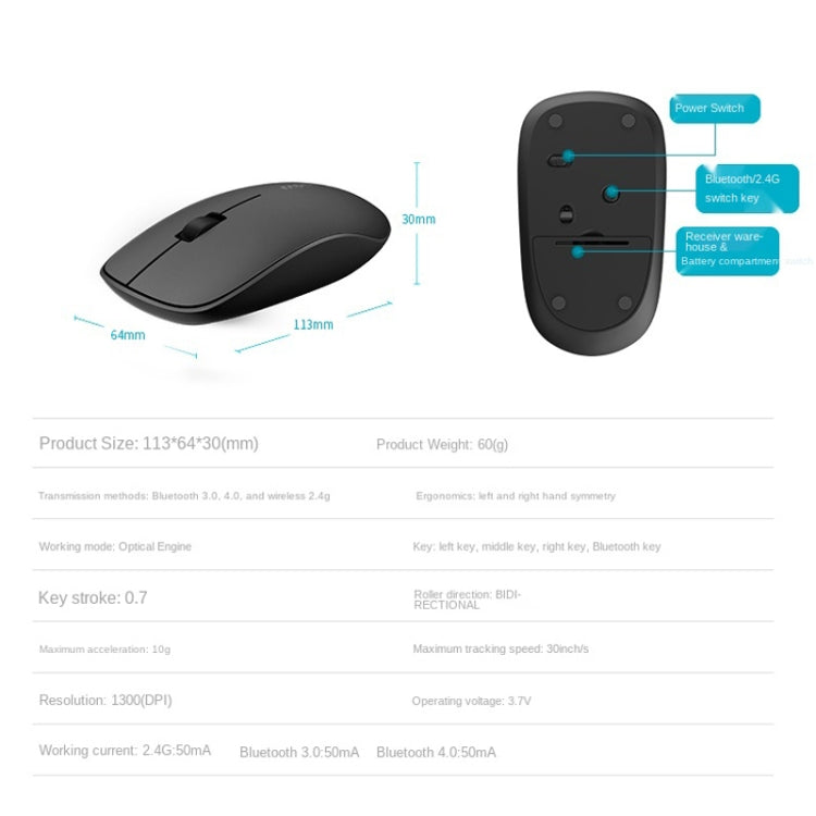Rapoo M200G 1300 DPI 3 Keys Silent Wireless Mouse(White)