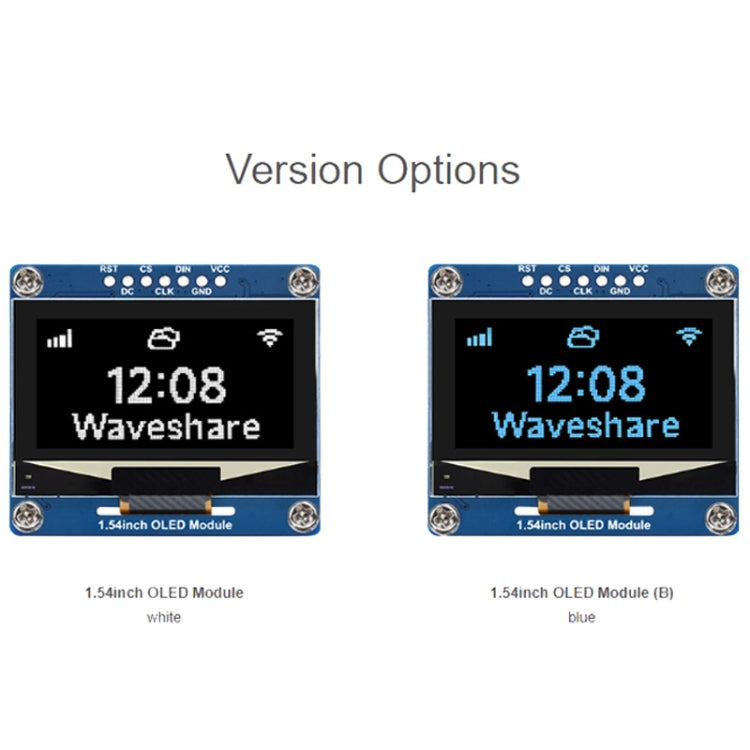 Waveshare 1.54 Inch OLED Display Module, 128×64 Resolution, SPI / I2C Communication(Blue)