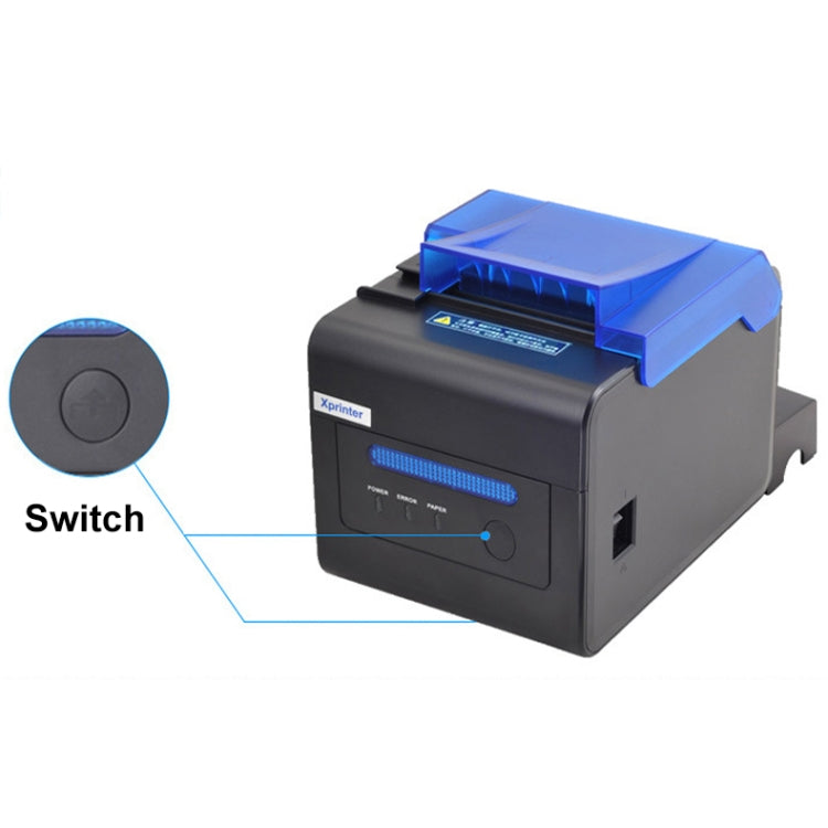 Xprinter XP-C300H 80mm Sound And Light Alarm Store Cashier Rreceipt Thermal Printer, Spec: USB+COM+LAN(UK Plug)