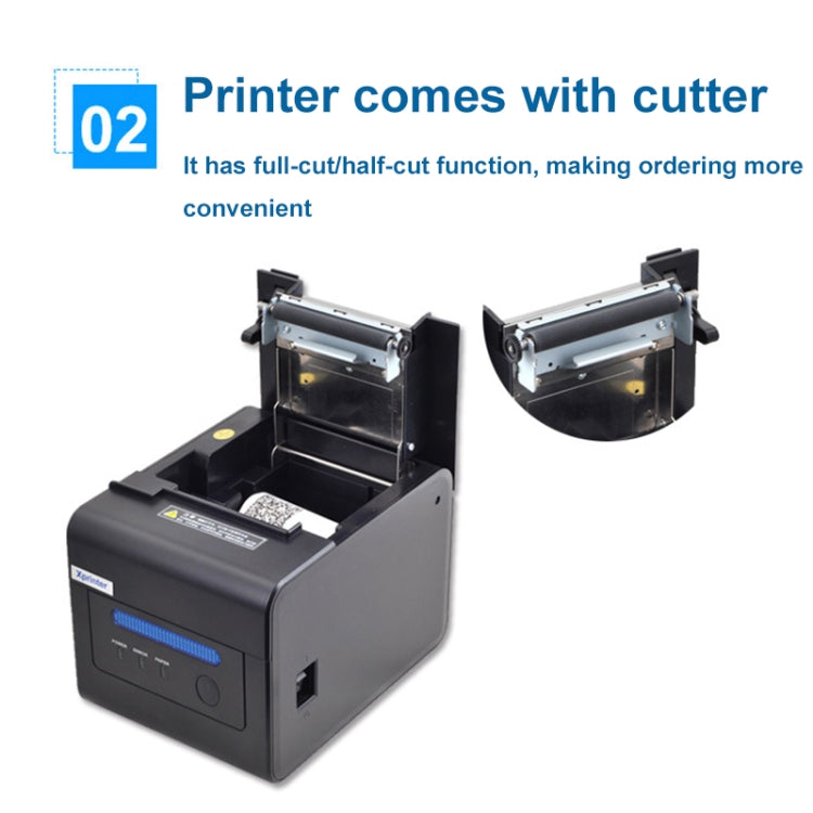 Xprinter XP-C300H 80mm Sound And Light Alarm Store Cashier Rreceipt Thermal Printer, Spec: USB+COM+LAN(UK Plug)