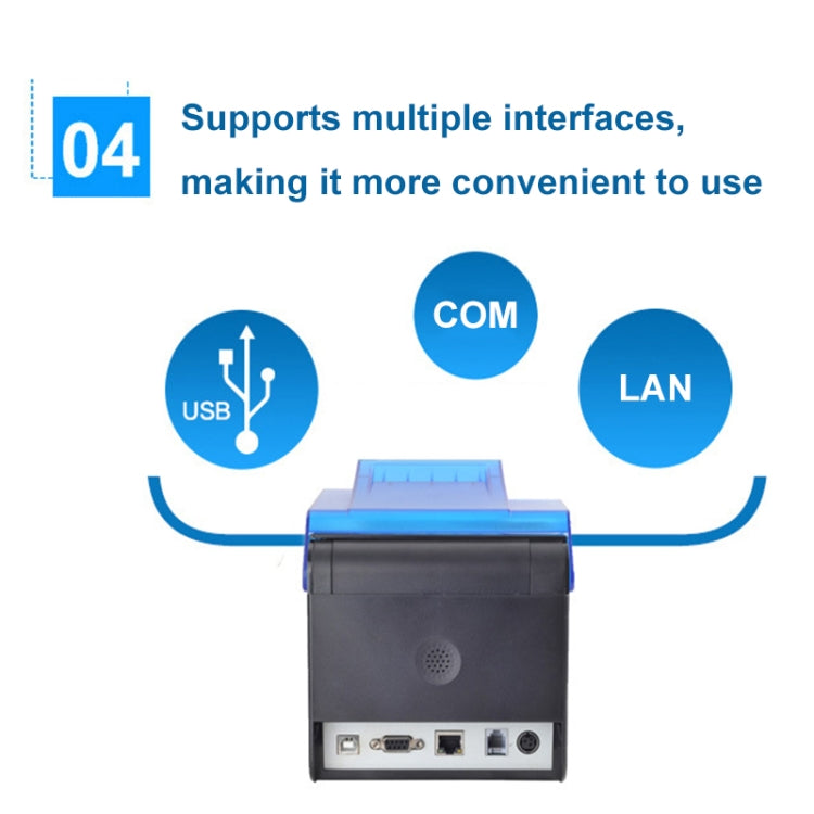 Xprinter XP-C300H 80mm Sound And Light Alarm Store Cashier Rreceipt Thermal Printer, Spec: USB+COM+LAN(UK Plug)