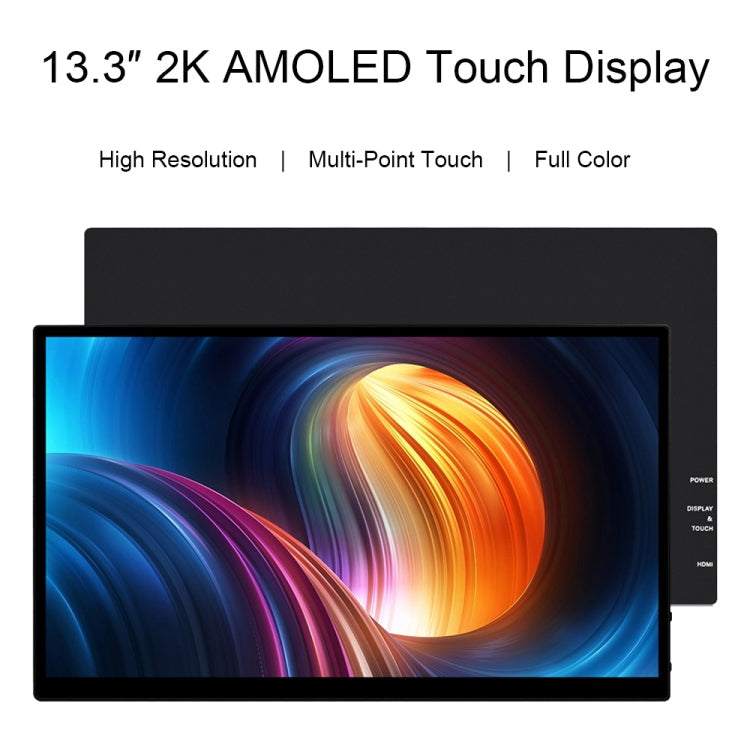 Waveshare 13.3 Inch 2K 2560×1440 HDMI/Type-C Display Interface AMOLED Touch Display(UK Plug)