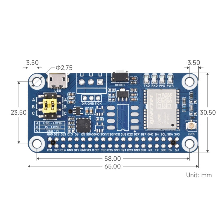 Waveshare For Raspberry Pi LC29H Series Dual-Band L1+L5 Positioning GPS Module, Spec: (DA) GPS/RTK HAT