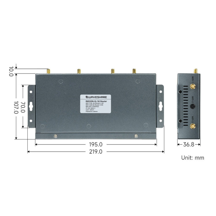 Waveshare RM520N-GL Wireless CPE Industrial 5G Router, Snapdragon X62 Onboard(UK Plug)