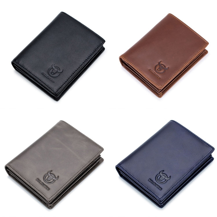 BULL CAPTAIN 027 Men Short Anti-Theft Wallet Leather Multi-Card Thicken Wallet, Colour: Black