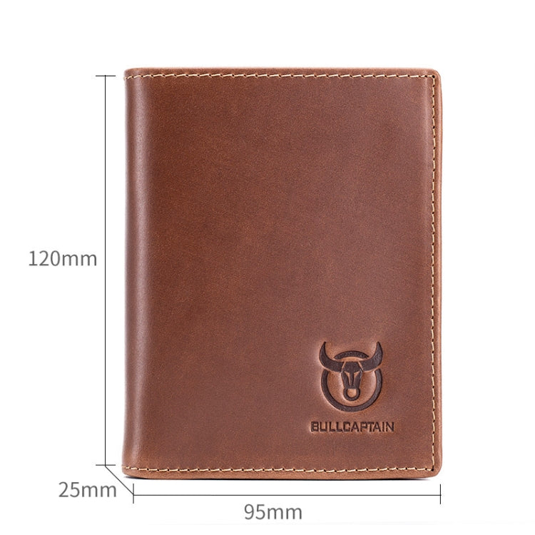 BULL CAPTAIN 027 Men Short Anti-Theft Wallet Leather Multi-Card Thicken Wallet, Colour: Brown