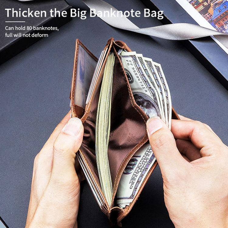 BULL CAPTAIN 027 Men Short Anti-Theft Wallet Leather Multi-Card Thicken Wallet, Colour: Brown