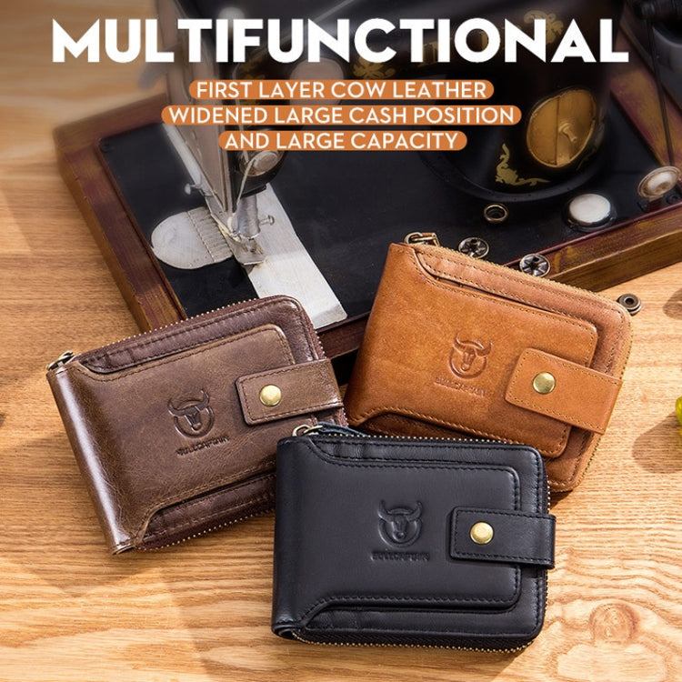 BUFF CAPTAIN 231 First Layer Cowhide Zipper Wallet Horizontal Leather Multiple-Card Thicken Album Wallet(Yellow Brown)
