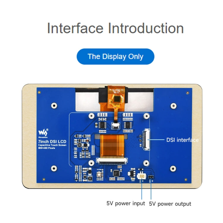 Waveshare 7 inch 800×480 IPS Capacitive Touch Display, DSI Interface, 5-Point Touch without Case