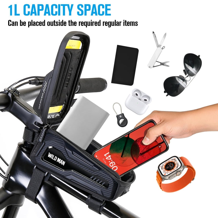 WILD MAN M20 Outdoor Cycling Bicycle Phone Touch Screen Waterproof Front Beam Bag(Gray)