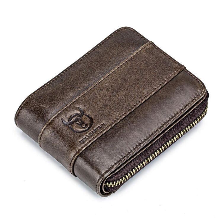 BULL CAPTAIN 025 Leather First-Layer Cowhide Wallet Multi-Function Card Tap Wallet(Brown)