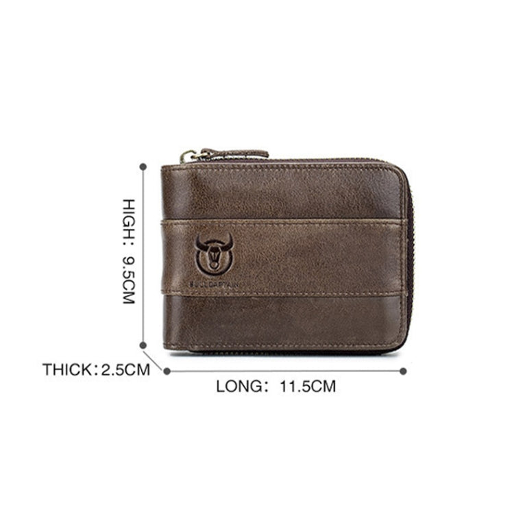 BULL CAPTAIN 025 Leather First-Layer Cowhide Wallet Multi-Function Card Tap Wallet(Brown)