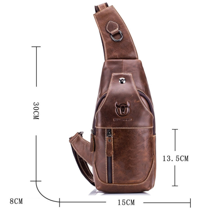 BULL CAPTAIN 019 Retro Men Leather Crossbody Shoulder Bag First-Layer Cowhide Chest Bag, Colour: Chestnut Brown