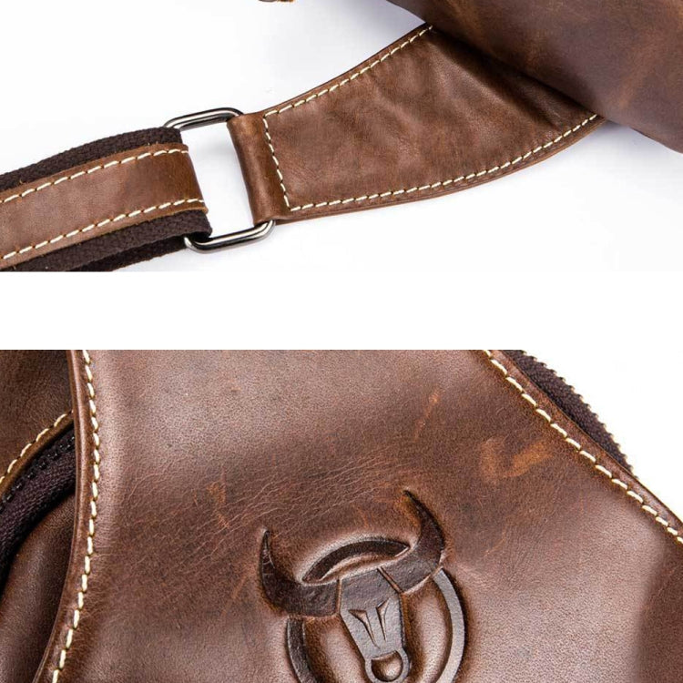 BULL CAPTAIN 019 Retro Men Leather Crossbody Shoulder Bag First-Layer Cowhide Chest Bag, Colour: Pure Black
