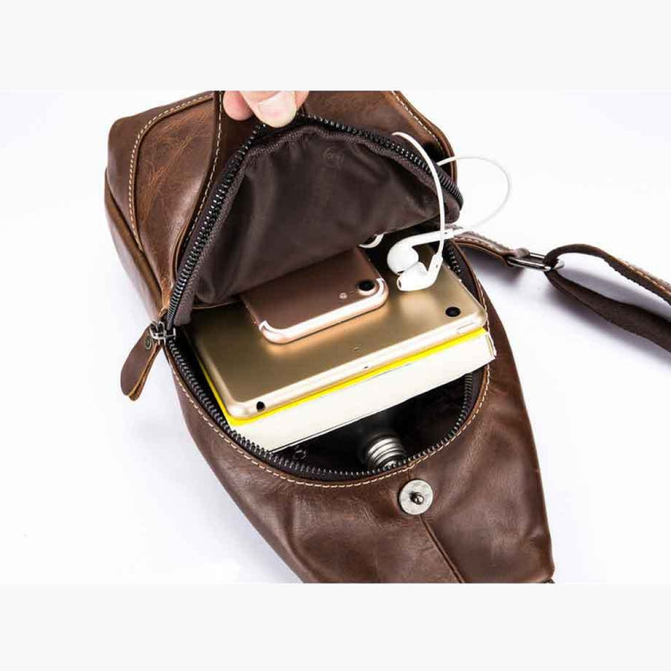 BULL CAPTAIN 019 Retro Men Leather Crossbody Shoulder Bag First-Layer Cowhide Chest Bag, Colour: Chestnut Brown + Buckle