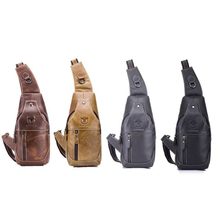 BULL CAPTAIN 019 Retro Men Leather Crossbody Shoulder Bag First-Layer Cowhide Chest Bag, Colour: Gray + Buckle