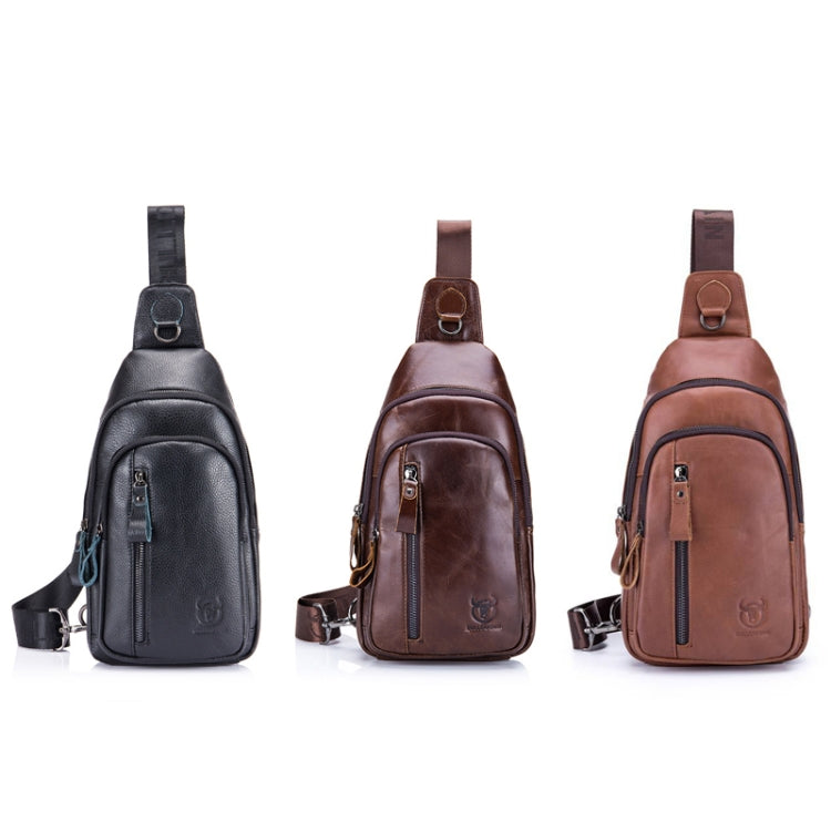 BUFF CAPTAIN 100 Men Leather Crossbody Shoulder Bag First-Layer Cowhide Multi-Function Sports Casual Chest Bag(Black)