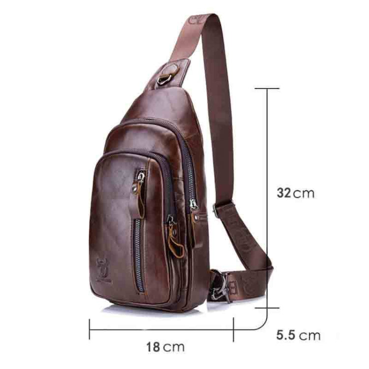 BUFF CAPTAIN 100 Men Leather Crossbody Shoulder Bag First-Layer Cowhide Multi-Function Sports Casual Chest Bag(Black)