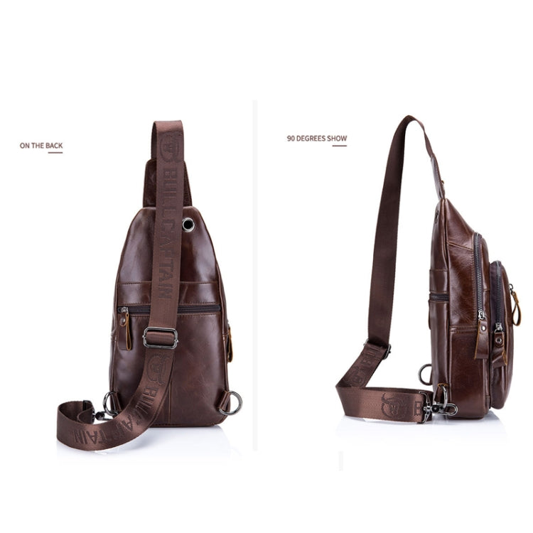 BUFF CAPTAIN 100 Men Leather Crossbody Shoulder Bag First-Layer Cowhide Multi-Function Sports Casual Chest Bag(Black)