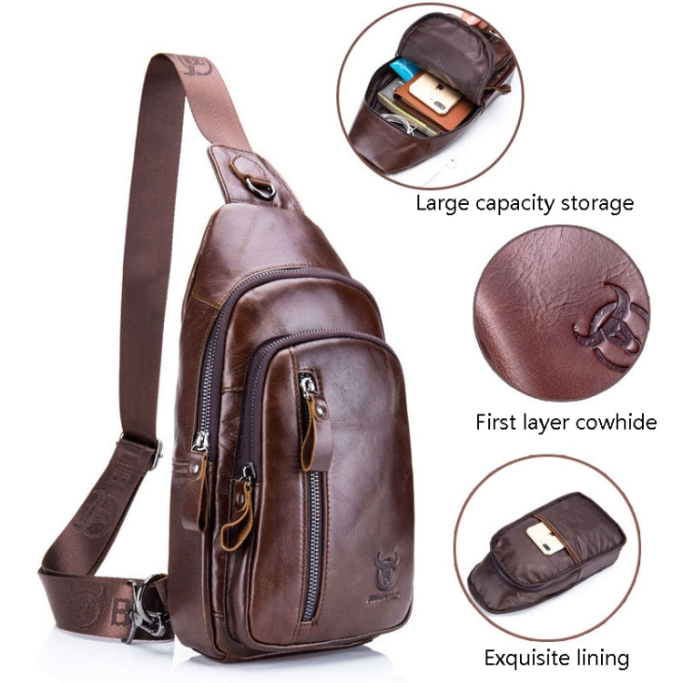 BUFF CAPTAIN 100 Men Leather Crossbody Shoulder Bag First-Layer Cowhide Multi-Function Sports Casual Chest Bag(Black)