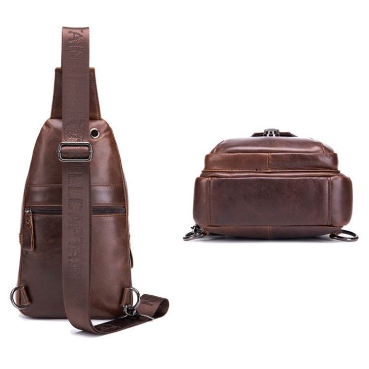 BULL CAPTAIN 110 Men Leather Shoulder Bag Cowhide Leather Multi-Function Chest Bag(Yellow Brown)