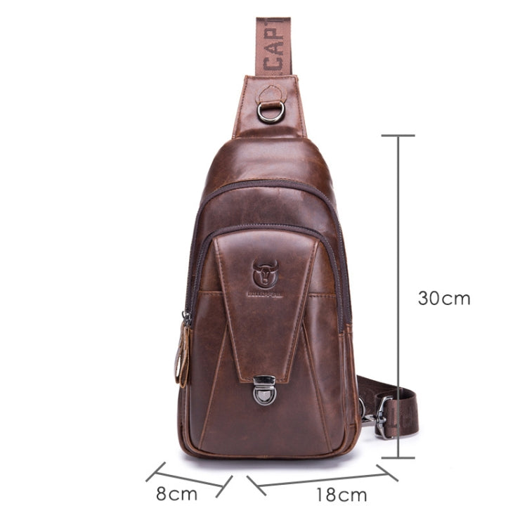 BULL CAPTAIN 110 Men Leather Shoulder Bag Cowhide Leather Multi-Function Chest Bag(Yellow Brown)