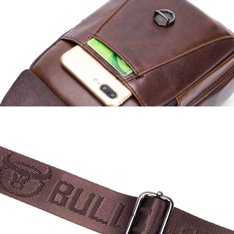 BULL CAPTAIN 110 Men Leather Shoulder Bag Cowhide Leather Multi-Function Chest Bag(Yellow Brown)