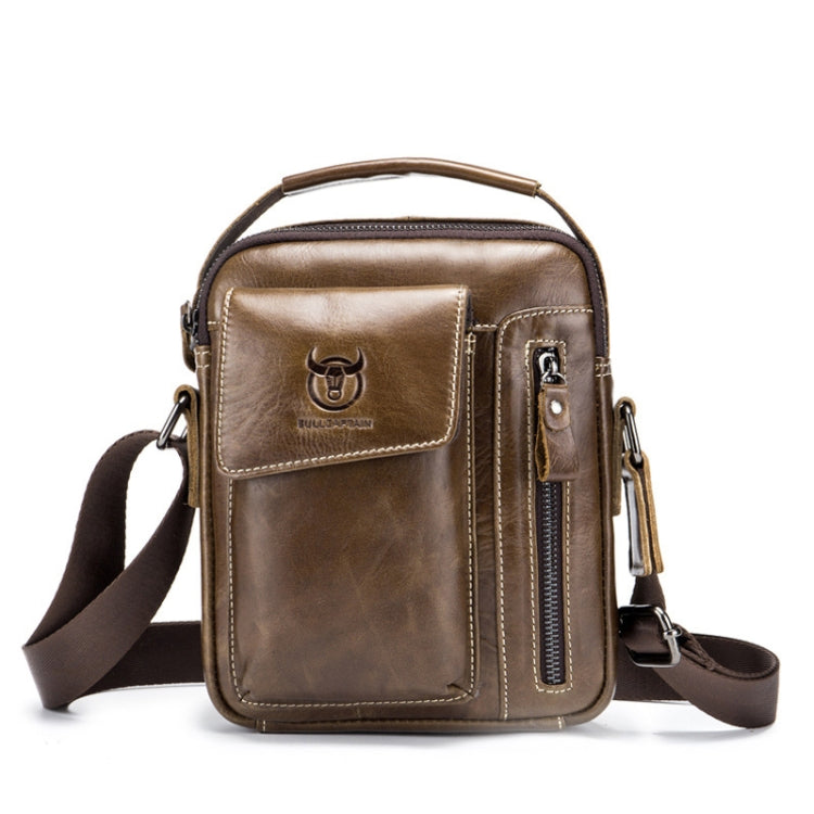 BULL CAPTAIN 037 First-Layer Cowhide Messenger Bag Male Soft Leather Shoulder Bag(Chestnut Brown)