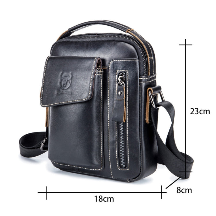 BULL CAPTAIN 037 First-Layer Cowhide Messenger Bag Male Soft Leather Shoulder Bag(Yellow Brown)