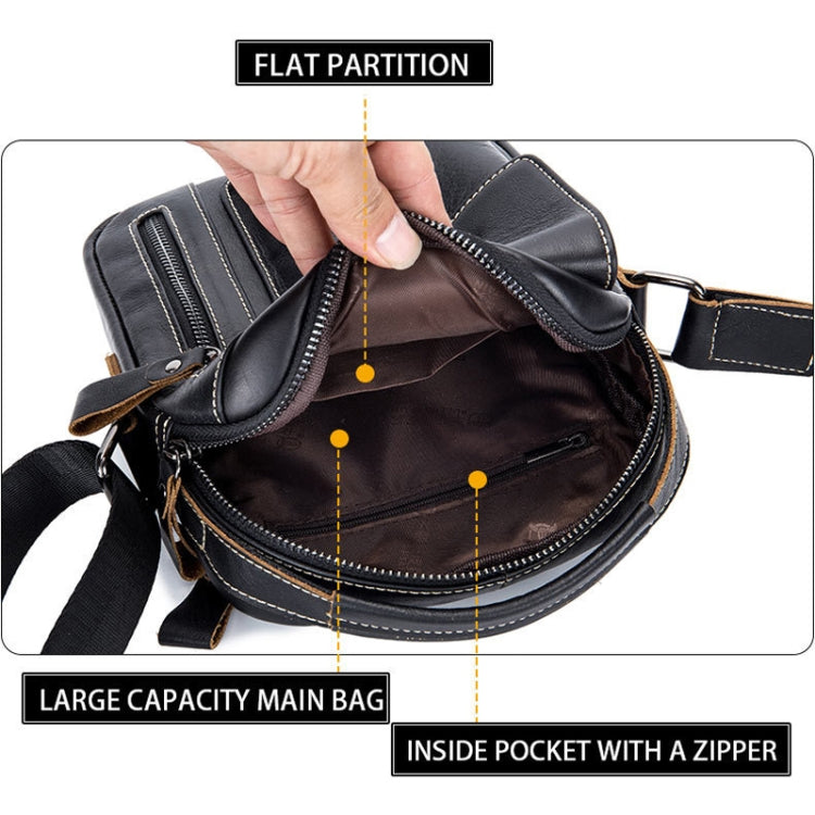 BULL CAPTAIN 037 First-Layer Cowhide Messenger Bag Male Soft Leather Shoulder Bag(Chestnut Brown)