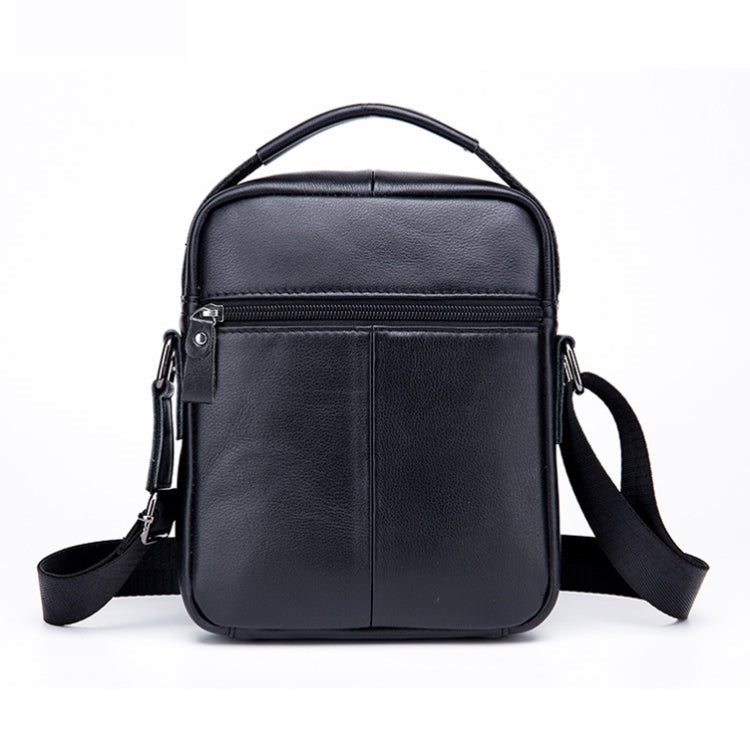 BULL CAPTAIN 777 Men Leather Shoulder Bag First-Layer Cowhide Retro Large Capacity Satchel(Black)