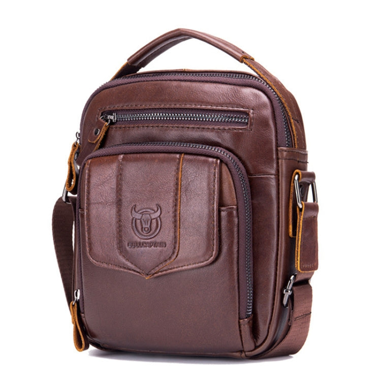 BULL CAPTAIN 777 Men Leather Shoulder Bag First-Layer Cowhide Retro Large Capacity Satchel(Brown)