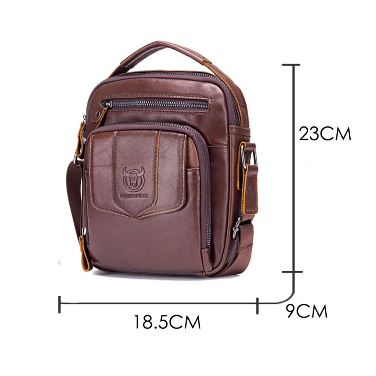 BULL CAPTAIN 777 Men Leather Shoulder Bag First-Layer Cowhide Retro Large Capacity Satchel(Brown)