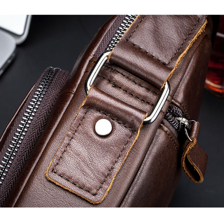 BULL CAPTAIN 777 Men Leather Shoulder Bag First-Layer Cowhide Retro Large Capacity Satchel(Yellow Brown)