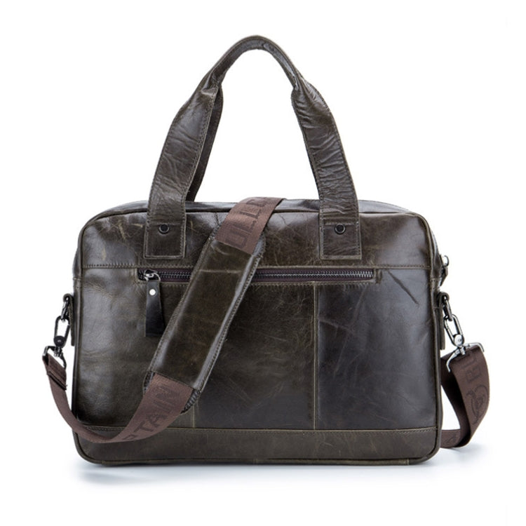 BULL CAPTAIN 042 Men Leather Single-shoulder Messenger Bag Cowhide Handheld Briefcase(Iron Cyan)