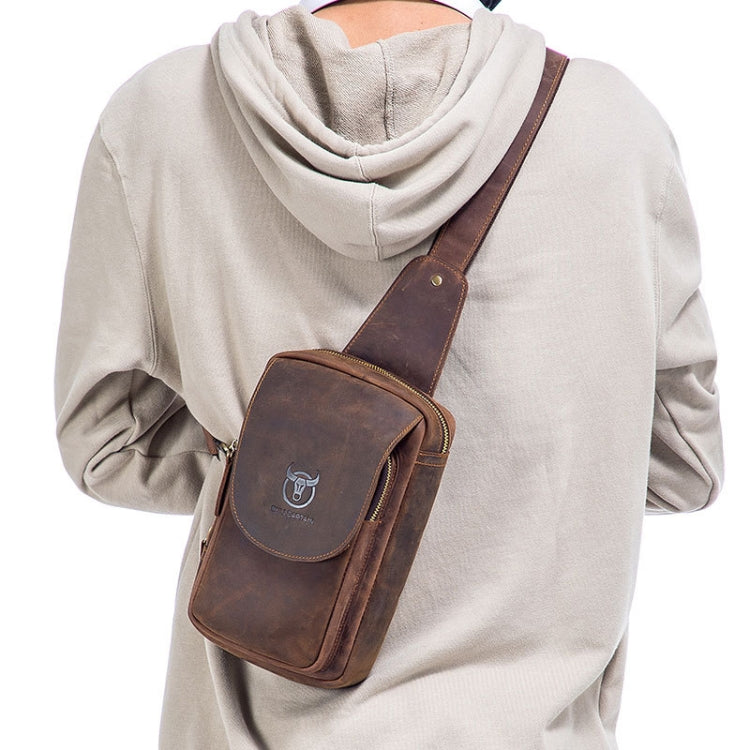 BULL CAPTAIN 133 Men Leather Retro Shoulder Bag Diagonal Leather Bag(Brown)